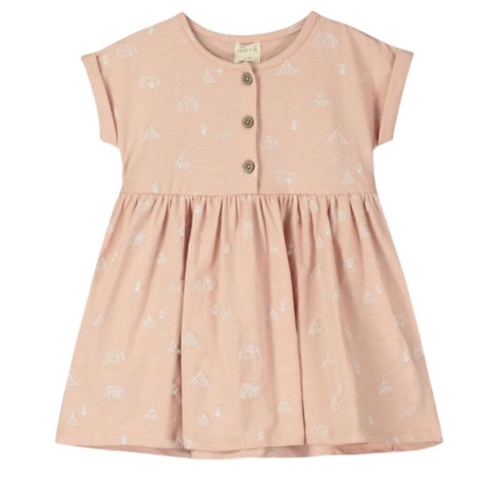 Ettie + H Girl Button Front Camping Print Dress 4y